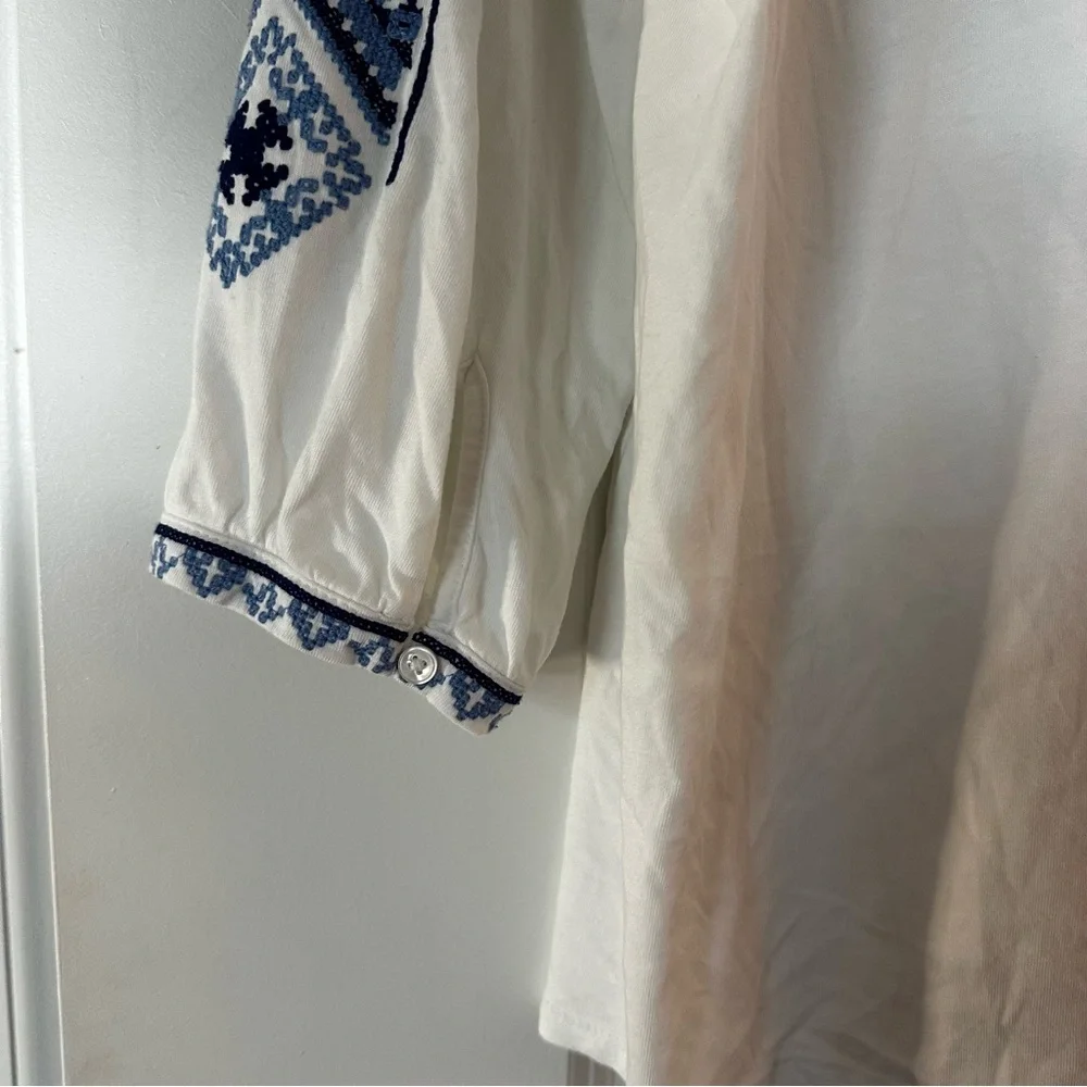 J. Jill White Embroidered Peasant Top Boho Tunic Tassel Detail Size L - Picture 9 of 12